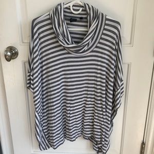 Saks Fifth Ave Sophisticated Cowl Neck Bat Wing Cape Top Blue by SZ M